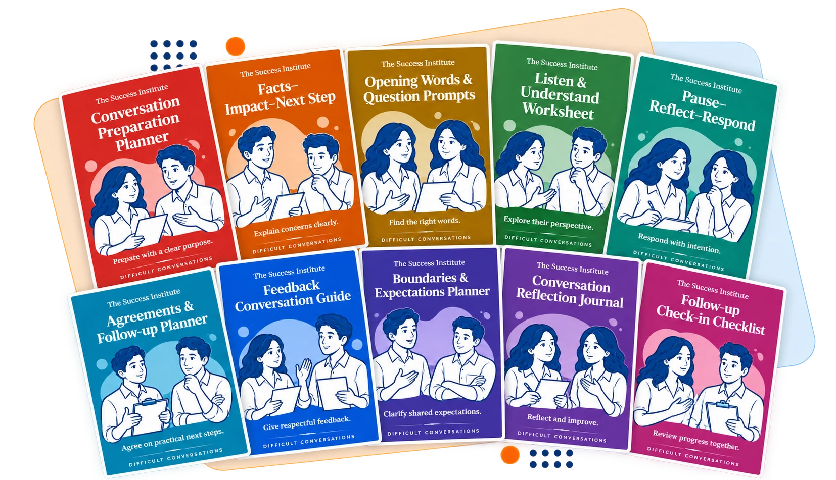 The ten illustrated Clear Conversations Toolkit resource covers